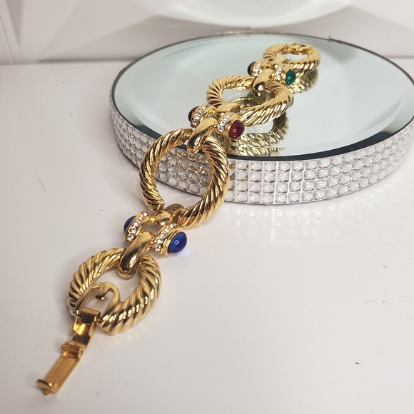 Exceptional & Rare Vintage GIVENCHY Chunky Mogul Jeweled Bracelet - Picture 8 of 10